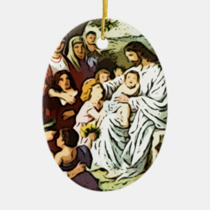 Jezus zegent de kinderen keramisch ornament