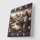 Jezus zegent een berglandschap vierkante klok (Hoek)