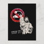 Jezus zegt nee tegen elektrische auto’s briefkaart (Voorkant)