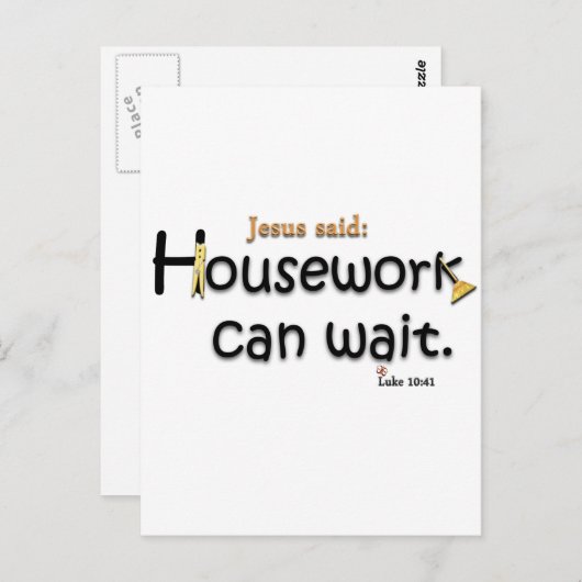 Jezus zei dat het huiswerk kan wachten briefkaart (Voorkant / Achterkant)