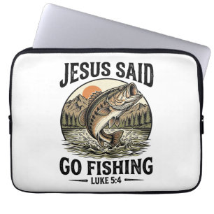 Jezus Zei Ga Vissen Vintage Baars Christelijk Laptop Sleeve