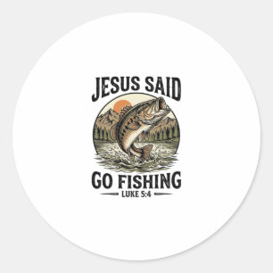 Jezus Zei Ga Vissen Vintage Baars Christelijk Ronde Sticker