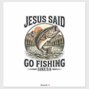 Jezus Zei Ga Vissen Vintage Baars Christelijk Sticker