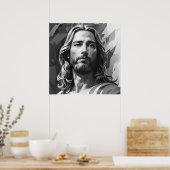 Jezus zwart-wit Poster (Keuken)