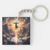 Jezus Zweefde DE HEER IS MIJN ROTS Sleutelhanger (Achterkant)