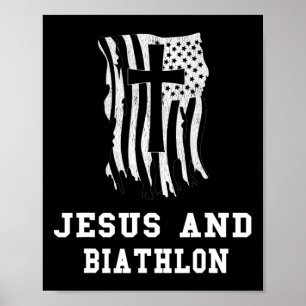 Jezusontwerp en biatlonontwerp voor Christelijke b Poster