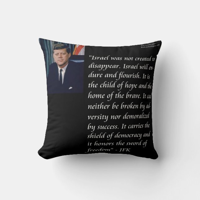 JFK & Citation Célèbre Sur Israel Cotton Coussin (Recto)
