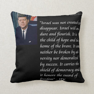JFK & Citation Célèbre Sur Israel Cotton Coussin