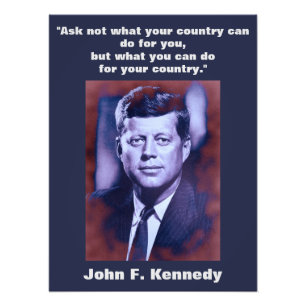 JFK John F. Kennedy Quote Motivatie inspiratie Foto Afdruk