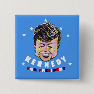 JFK: Kennedy voor President Vierkante Button 5,1 Cm