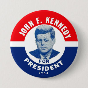 JFK Memorial pin 1964 Ronde Button 7,6 Cm