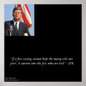 JFK & Quote over het redden van rijk/arm Poster (Voorkant)