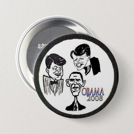 JFK/RFK/BHO Caricature Button (Voorkant /achterkant)