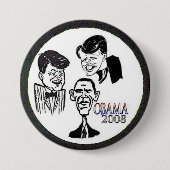 JFK/RFK/BHO Caricature Button (Voorkant)