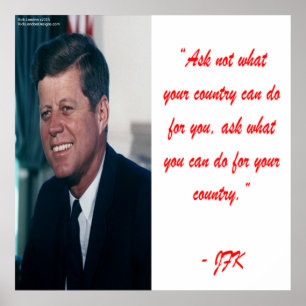 JFK & Vraag niet het Poster van de Citaat