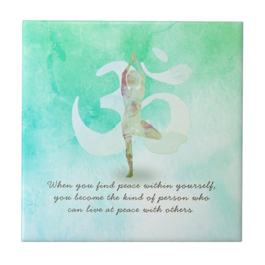 JGA Instructor Meditation Tree Pose Om Sign Quote Tegeltje (Voorkant)