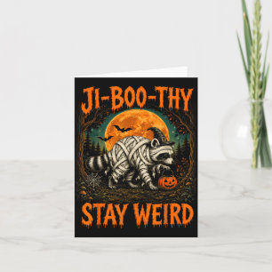 Ji-Boo-Thy grappige Jimothy wasbeer heks Halloween Kaart