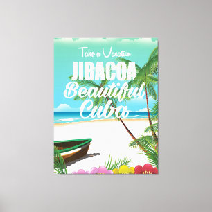 Jibacoa strand Cuba reisposter Canvas Afdruk