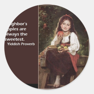 Jiddische uitdrukking over appels & grafisch ronde sticker