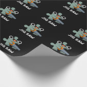 Jig Saw Funny Jigzaag Tool Pun Dark BG Cadeaupapier (Hoek)