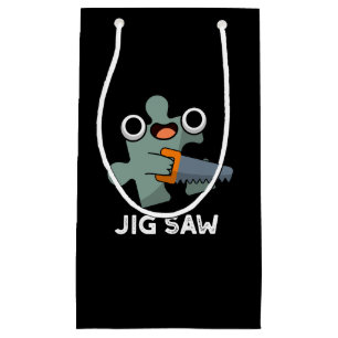 Jig Saw Funny Jigzaag Tool Pun Dark BG Klein Cadeauzakje