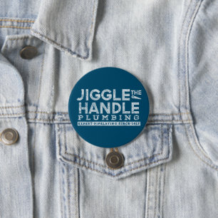 Jiggle de Handvat Loodgieterij Wit Gfx Blauwgroen  Ronde Button 7,6 Cm