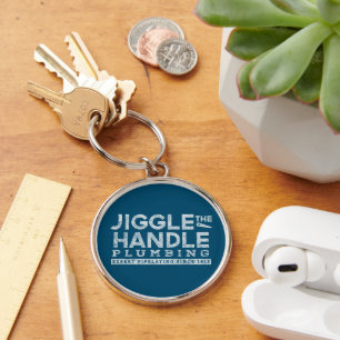 Jiggle de Handvat Loodgieterij Wit Gfx Blauwgroen  Sleutelhanger
