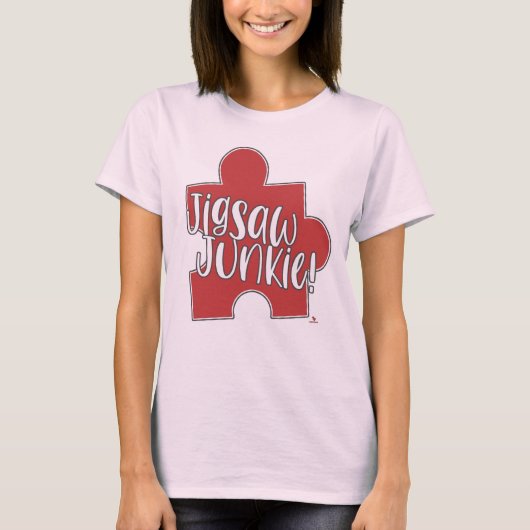 Jigsaw Junkie Funny Puzzle Hobby Logo T-shirt (Voorkant)