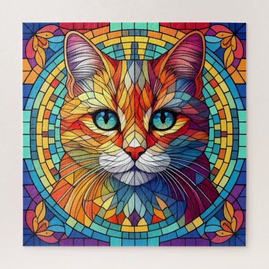 Jigsaw Puzzel Mozaïek Glas in lood Cat (Verticaal)