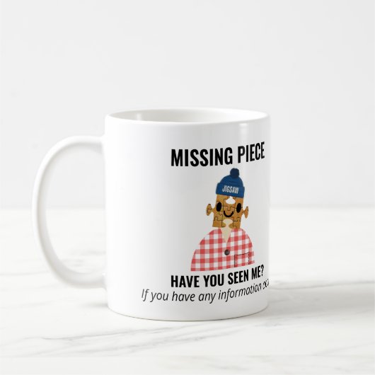 Jigsaw Puzzel ontbrekend stuk persoon plezier en g Koffiemok (Links)