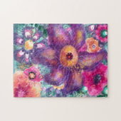 Jigsaw Puzzel Whimsical Floral Abstracte kunst Bla (Horizontaal)