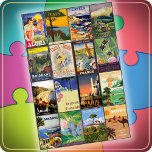 JIGSAW PUZZLE - 16 Affiches Vintages du monde<br><div class="desc">Un grand puzzle de 20 pouces par 30 pouces combinant 16 images Vintage World Travel Poster en un collage d'image grand. ► Ce puzzle est disponible uniquement dans la taille 20x30 pouces avec 1014 pièces. ► La couleur noire de l'arrière - plan qui apparaît comme le séparateur entre les images...</div>