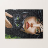 JIGSAW PUZZLE DE LA FILLE ET DU CHAT (Horizontal)