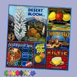 JIGSAW PUZZLE - Fleur du désert : Produire des Éti<br><div class="desc">Un grand puzzle carré de 20 pouces combinant 6 images de Étiquettes Vintages de production Crate en un grand collage d'image. ► Ce puzzle n'est disponible que dans la taille carré de 20x20 pouces avec 676 pièces. ► La couleur bleu clair de l'arrière - plan qui apparaît comme le séparateur...</div>