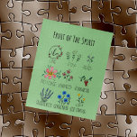 Jigsaw Puzzle Fruit de l'Esprit Écriture chrétienn<br><div class="desc">Jigsaw puzzle avec le fruit de l'esprit illustré par dessin sur arrière - plan vert. Idéal pour tous les amateurs de puzzle !</div>