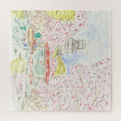 Jigsaw Puzzle japonais fleurs de cerisier aquarell (Horizontal)
