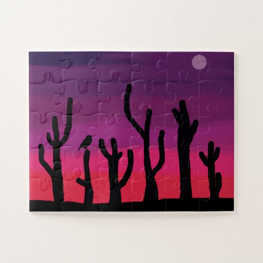 Jigsaw Puzzle Saguaro Coucher de soleil Cactus/Owl (Horizontal)