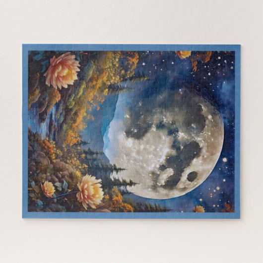 JIGSAW PUZZLE - The Moon Over Mountains & Creek Legpuzzel (Horizontaal)