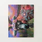 Jigsaw Puzzle - Whimsical Floral Goat Abstrait Art (Vertical)