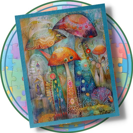 JIGSAW PUZZLE - Whimsical Mushrooms Legpuzzel