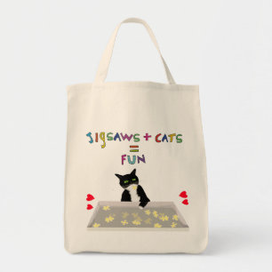 Jigsaws en katten zijn even leuk tote bag