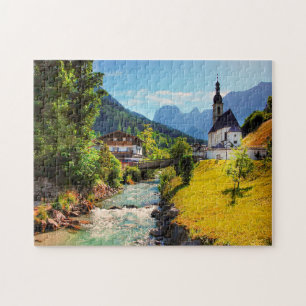 Jigsaws Ramsau Church bovenin Beieren. Legpuzzel