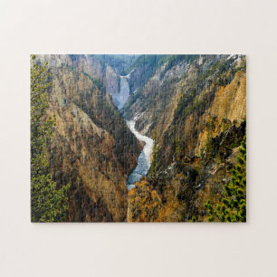 Jigsaws Yellowstone Rivier Waterval Wyoming. Legpuzzel