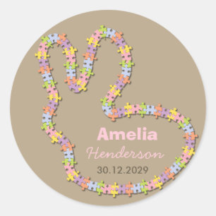 Jigzaag Bunny Baby Girl Gift Favor Label Sticker
