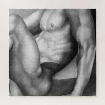 Jigzaag Puzzle 20x20 Art Male Bodybuilder Tekening