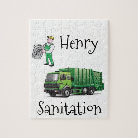 Jigzaag Puzzle Garbage Truck Legpuzzel (Verticaal)