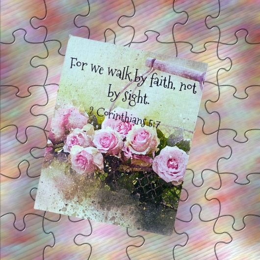 Jigzaag Puzzle met Gift Box, loopt langs Faith Legpuzzel