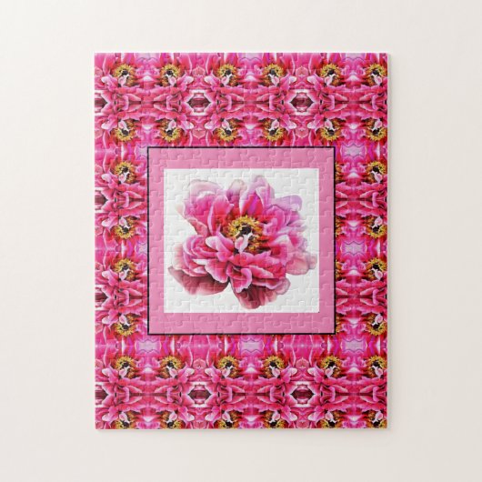 Jigzaag Puzzle Pink Peony Legpuzzel (Verticaal)
