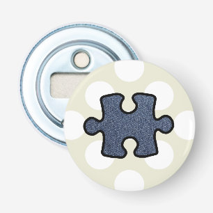 Jigzaag Puzzle, Puzzle Piece, Blue Denim, Jeans Button Flesopener