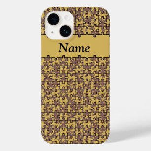 Jigzaag Stars chocolade en geel gepersonaliseerd Case-Mate iPhone 14 Hoesje